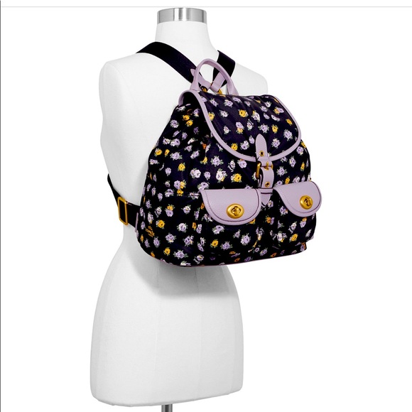 coach rose print backpack